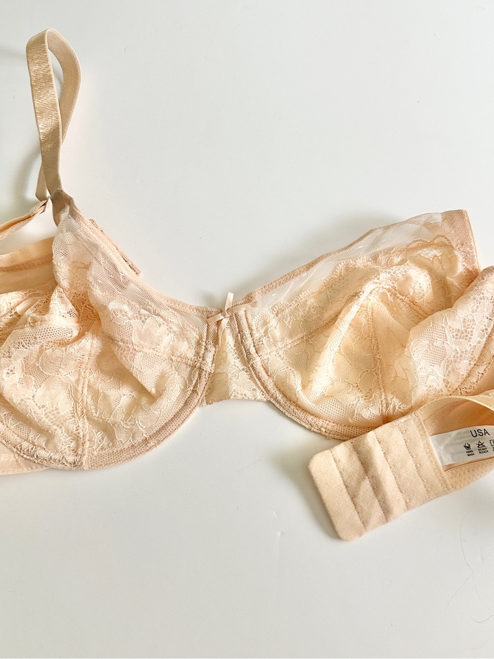 NWOT Sheer Lace Underwire Bra in Light Beige